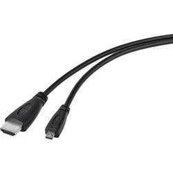 TRU COMPONENTS HDMI-Kabel Raspberry Pi® [1x HDMI-Stecker - 1x HDMI-Stecker D Micro] 1.80 m Schwarz TC-9449896