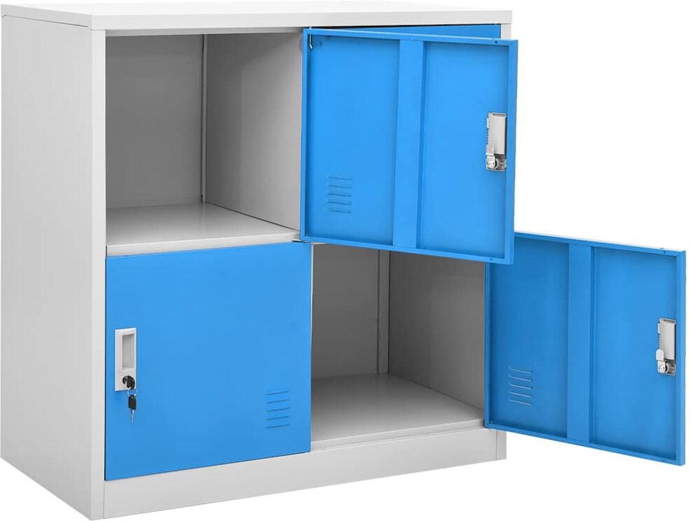 vidaXL Armoires à casiers 2 pcs Gris clair et bleu 90x45x92,5 cm Acier