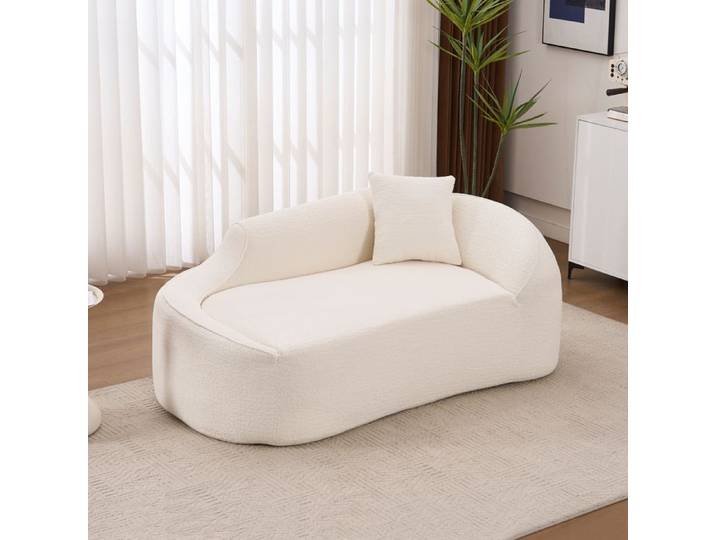 Compresser canapé Chaise longue en forme d'arc pour l'intérieur Canapé-lit pour salon Silhouette élégante et sculptée Blanc
