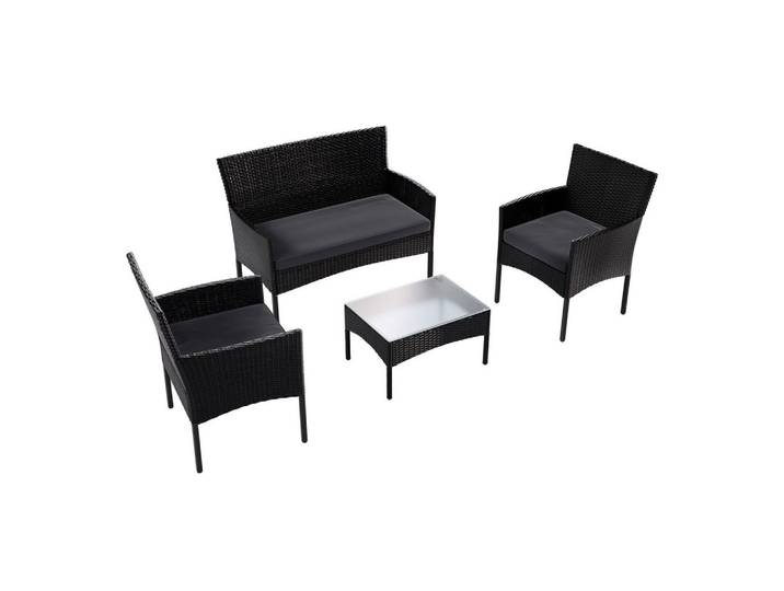 GARTENSET Fort Myers schwarz / dunkelgrau inkl. Abdeckung