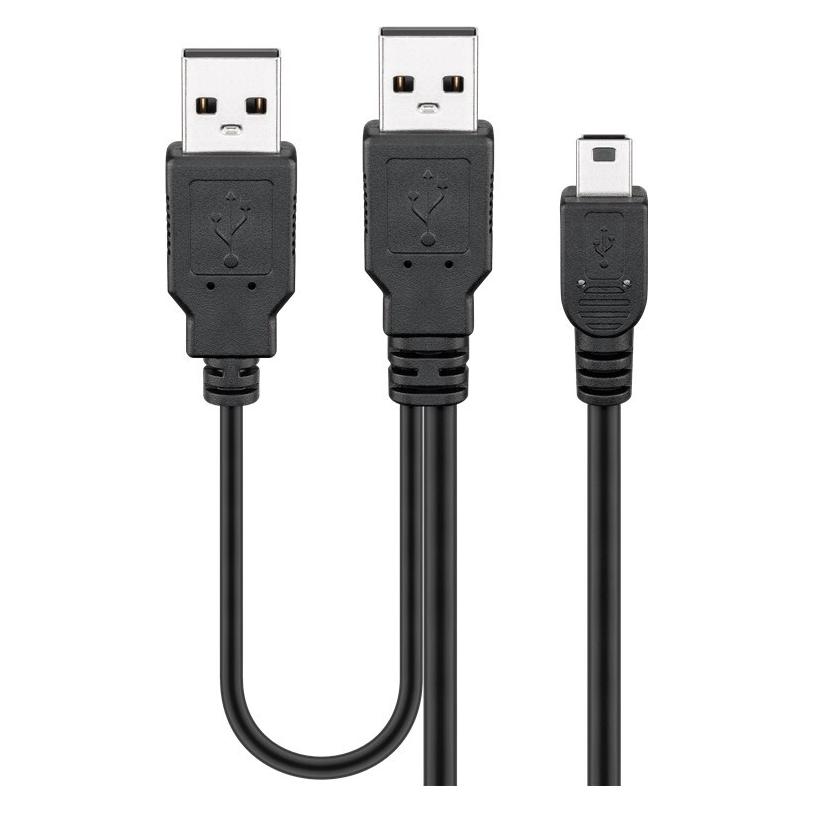 Goobay USB A x 2 - Mini USB B (0.60 m, USB 2.0) (93587-GB)