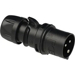 PCE CEE 32 A/240 V 3-P Plug Male Schwarz - SHARK-Serie
