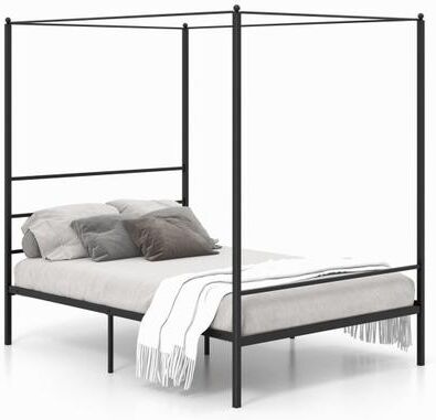 Costway Twin/Full/Queen Size Metal Canopy Bed Frame with Slat Support-Full Size