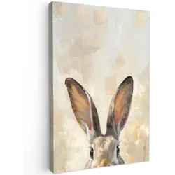 LEINWANDBILD Hase - Ohren - Braun Wanddeko Schlafzimmer 60x90 cm