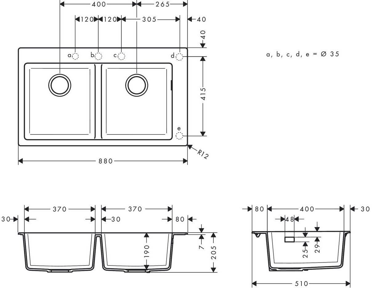 Hansgrohe S510-F770 Einbauspüle 370/370