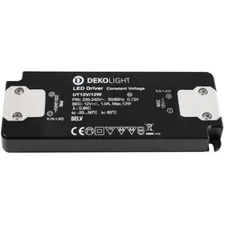 Deko-Light LED Netzgerät FLAT CV UT12V/12W (CV, DC), spannungskonstant, 12W, 220-240V, IP20, schwarz D-862231