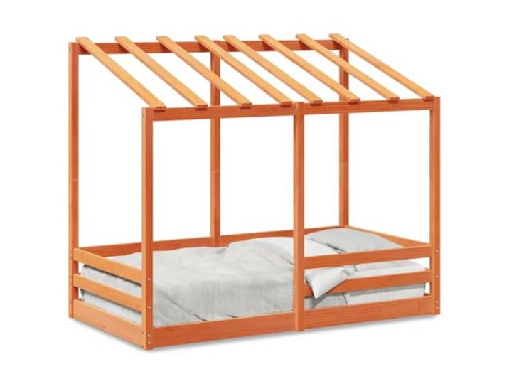 PUGYNBK Kinderbett Massivholz Kiefer 80 x 160 cm Mit Baldachin, Leisten, modernes Design, stabil und langlebig