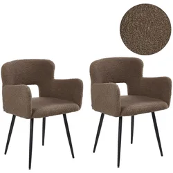 ESSZIMMERSTUHL 2er-Set Bouclé Braun Sanilac