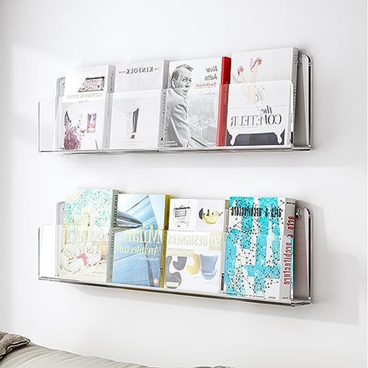 Wandtijdschriftenrek Brochurehouder Displaystandaard Transparant Acryl Lengte: 120 cm