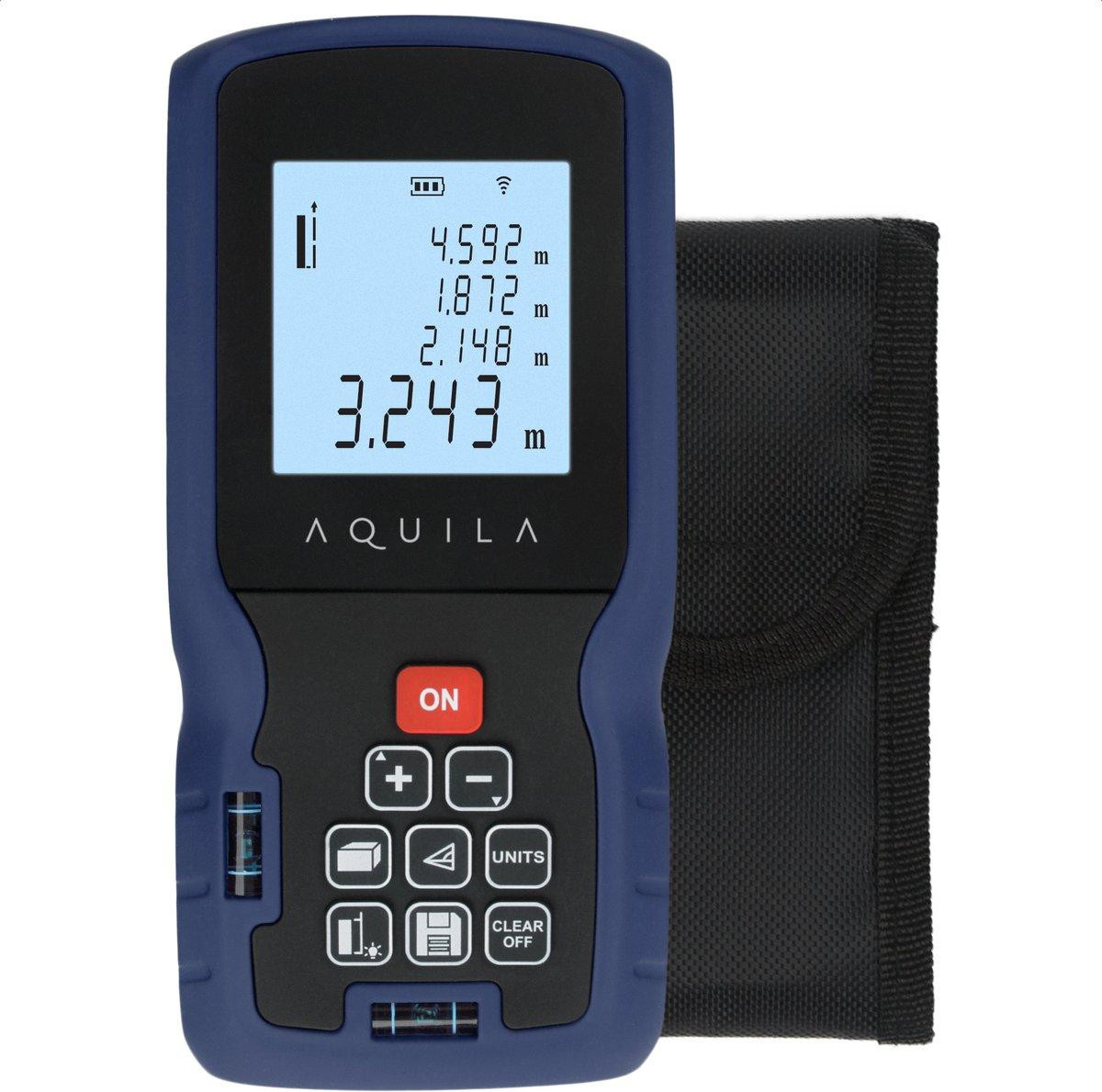 Aquila Digitale Laserafstandsmeter tot 40m - Meetlint alternatief voor afstand, oppervlakte en volume met 2x waterpas