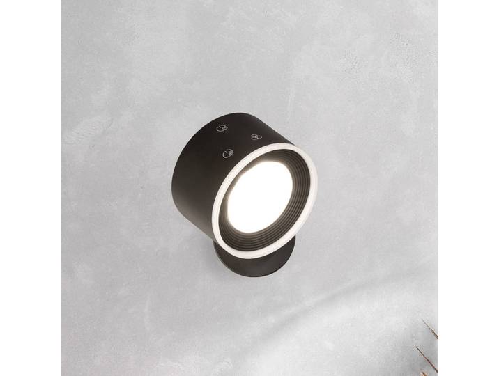 FH Lighting LED-Akku-Wandspot Magnetic, schwarz, dimmbar, RGBW dimmbar, schwarz, für Wohn- / Esszimmer, Kunststoff, Modern, LED Deckenlampe