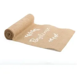 Artifete, Tischdecke, Chemin Table Jute "Baptême" Floqué Blanc 28cmx5m (500 x 28 cm)