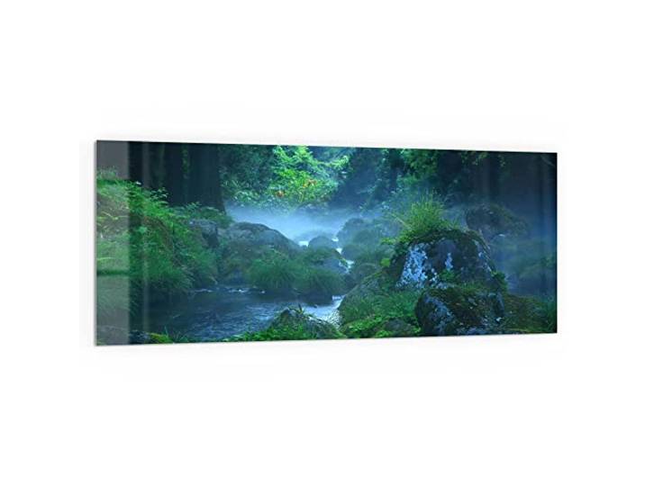 DEQORI Küchenrückwand Glas Motiv Wasserquelle im Wald 125x50 cm Bad- oder Herd-Rückwand Herdblende Spritzschutz für Küche & Badezimmer moderne Deko für Fliesenspiegel