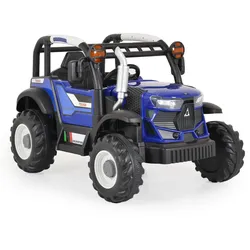 Moni Kinder-Elektro Traktor Harvest Fernbedienung, Hupe, Lichter, Musik, MP3 blau