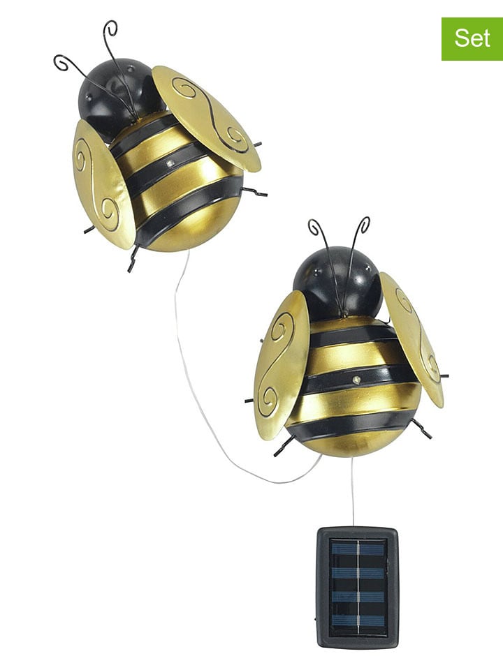 Maximex 2er-Set LED-Solar-Gartenleuchten "Biene" in Gold - (B)16,5 x (H)1,5 x (T)18 cm - onesize