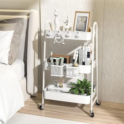 No "Tier Rolling Cart Metal Rolling Storage Cart with Handle and Lockable Wheels - 12.05""D x 17.52""W x 31.26""H"