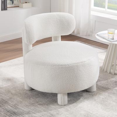 Ostweer Simple Side Chair Upholstered Chair with Curved Backrest, Accent Chair White Dressing Chair Reading Chair
