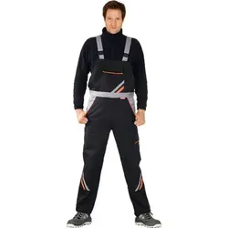 Latzhose 2431 schwarz/orange/zink, Größe 98 - schwarz/orange/zink - 98