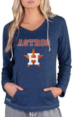 MLB Mainstream Women's Long Sleeve Hooded Top (Size Small) Houston Astros, Cotton,Polyester,Rayon