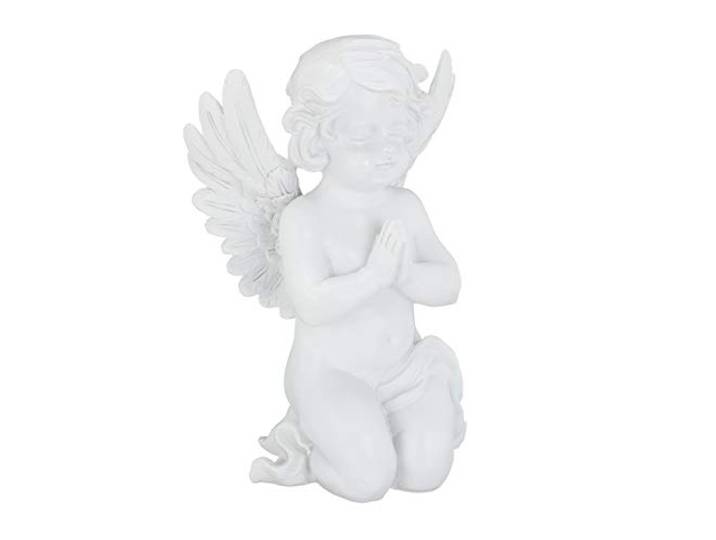 Relaxdays Figurine de Jardin Ange\, Statue en Train de Prier\, résistante aux intempéries & au Gel\, Balcon\, Blanc