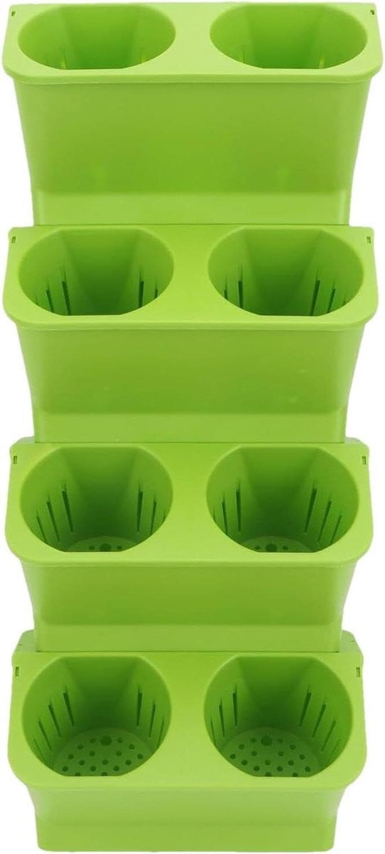 Verticale plantenbak kweeksysteem toren voor balkon tuinieren groen - B/D/H: 18 x 26 x 18 cm