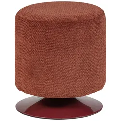 Polsterhocker Islen - Bouclé-Stoff Bordeauxrot, mit Drehfuß