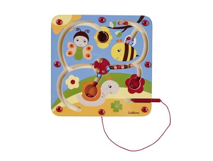 Eichhorn 100006844 - Magnetisches Schiebespiel mit Drehfunktion, ideales Beschäftigungsspiel für Unterwegs, Geschicklichkeitsspielzeug aus 100% FSC zertifiziertem Buchenholz, ab 3 Jahren