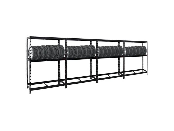 PROREGAL® Schwerlastregal MegaDeal Reifenregal Räderregal TIGER, 4-tlg., Für Winterreifen Sommerreifen Allwetterreifen mit 1-3 Ablagen