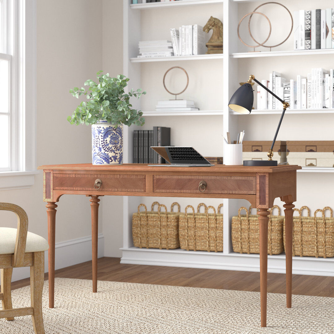 Lark Manor Kai Solid Wood Solid Wood Writing Desk Brown 77cm H X 130cm W X 60cm D
