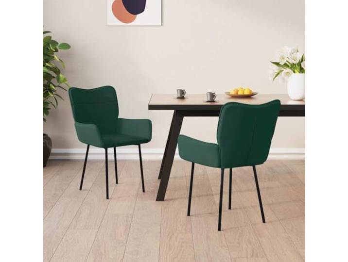 HGPOTUY Samt Esszimmerstuhl Dunkelgrün, 2 STK Set Metall Und Sperrholzrahmen, Ergonomisch Gepolstert, Belastbar Bis 110 Kg, Für Esszimmer Und Wohnraum
