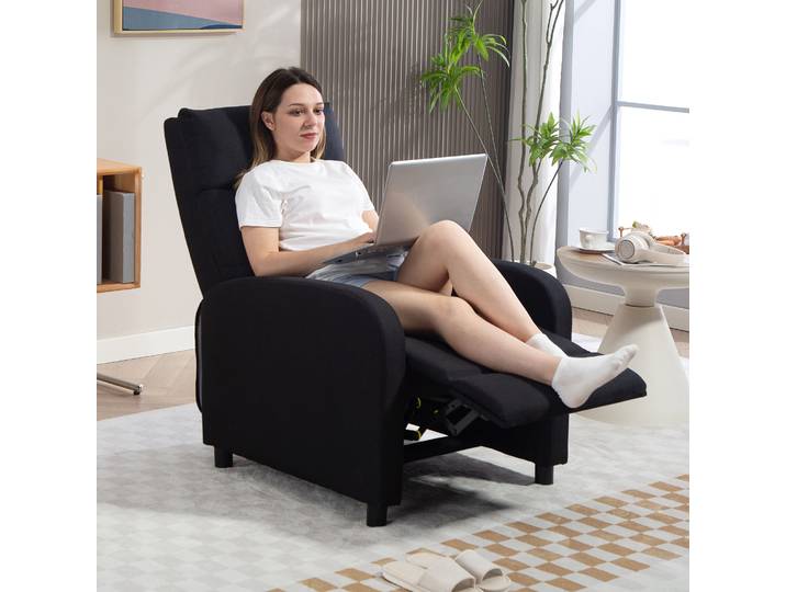 HOMCOM Fauteuil Relax Inclinable avec Repose-Pieds Noir
