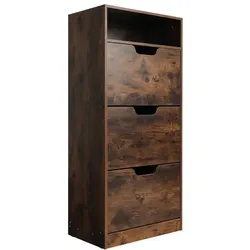Relaxdays Schuhschrank Kipper mit offenem Fach Braun