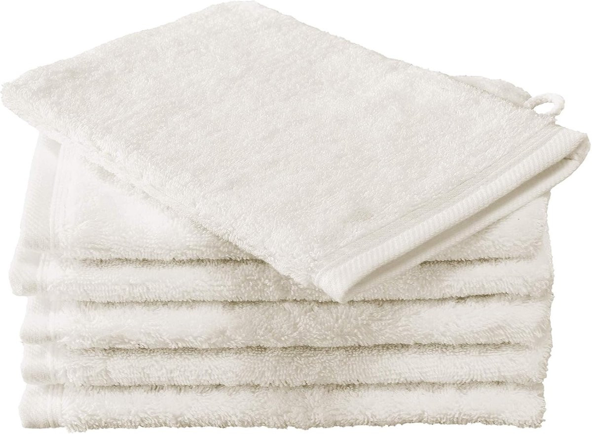Set van 6 luxe wasdoeken van premium katoen in vanille