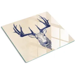 GLASPLATTE 60x52 cm Hirschkopf