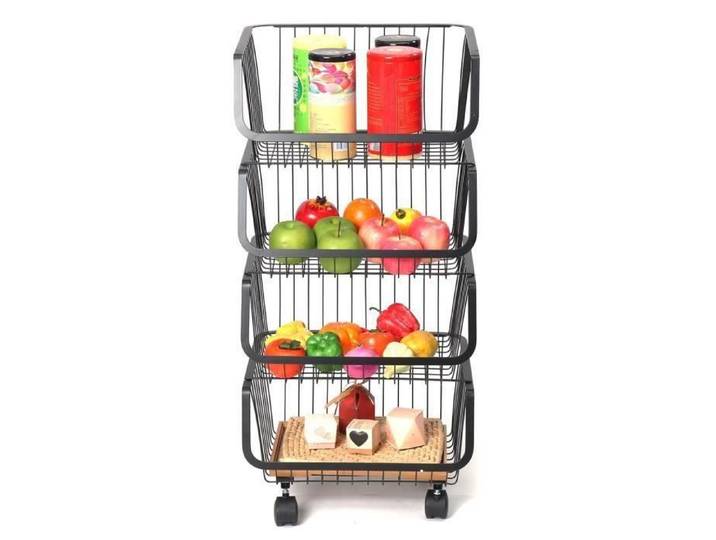 TEMPSA Etagère de rangement cuisine sur roulettes chariot de stockage meuble de cuisine 4 niveaux
