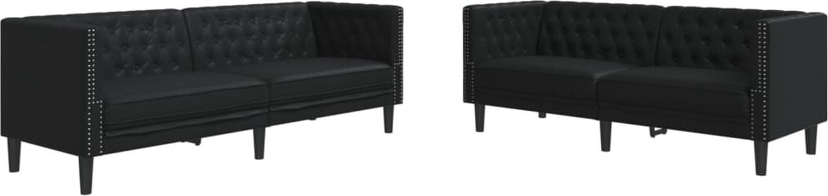 vidaXL 2-delige loungeset in Chesterfield-stijl met kunstleer - zwart