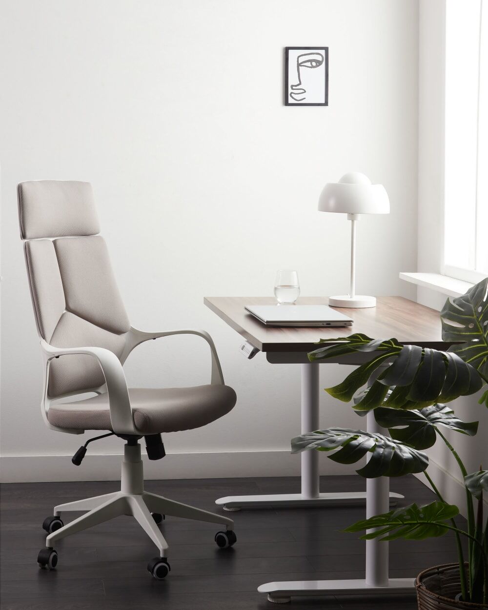 Beliani Chaise de bureau taupe Beige 64x116x64cm