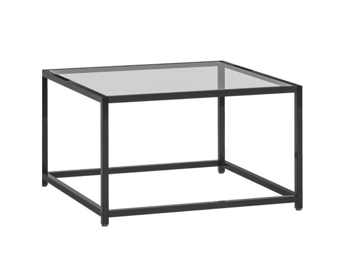 Table basse noire en verre trempé avec cadre en métal 68x68x39 cm