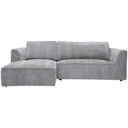 Design Ecksofa links in grauem Samt-Textur-Effekt Stoff 3-Sitzer GRAMMY