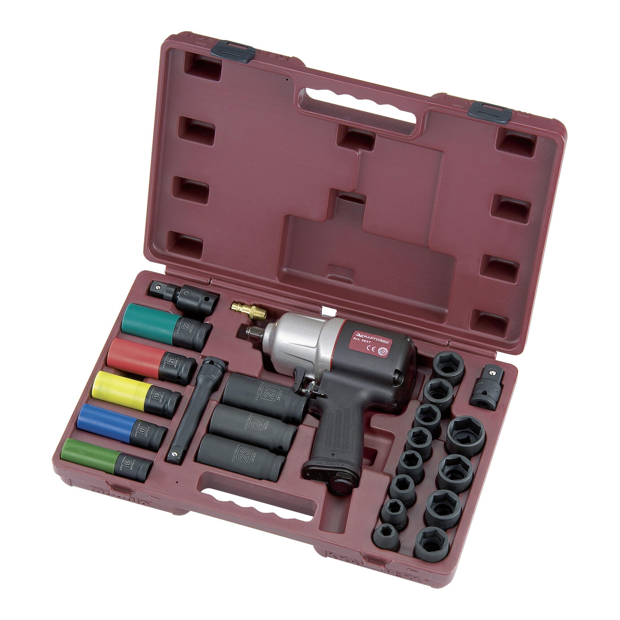 Kraftwerk 24-tlg. Druckluftschlagschrauber-Satz 1/2" (3837K)