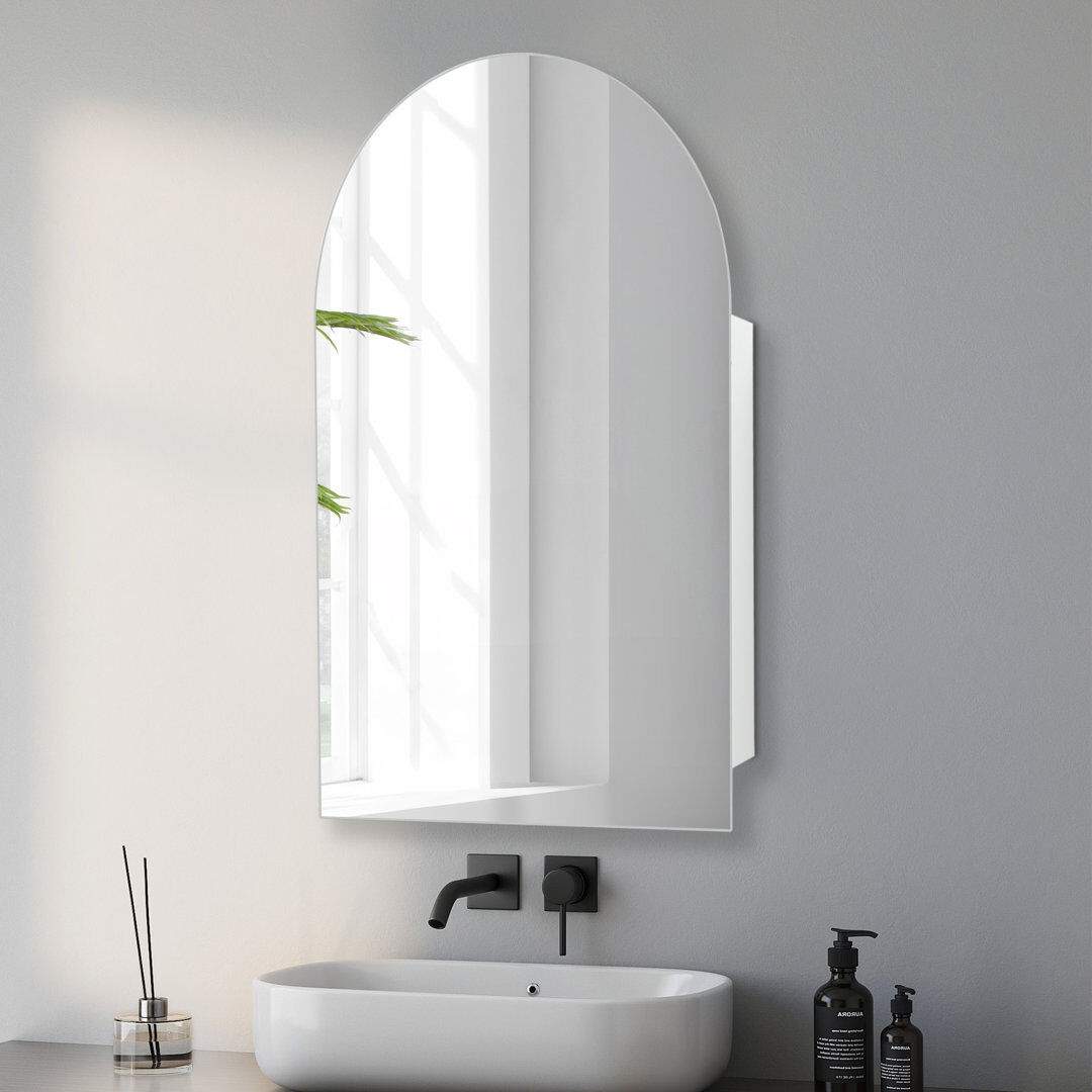 Latitude Run Recessed Or Surface Mounted Arched Medicine Cabinet with Adjustable Shelves white 24"