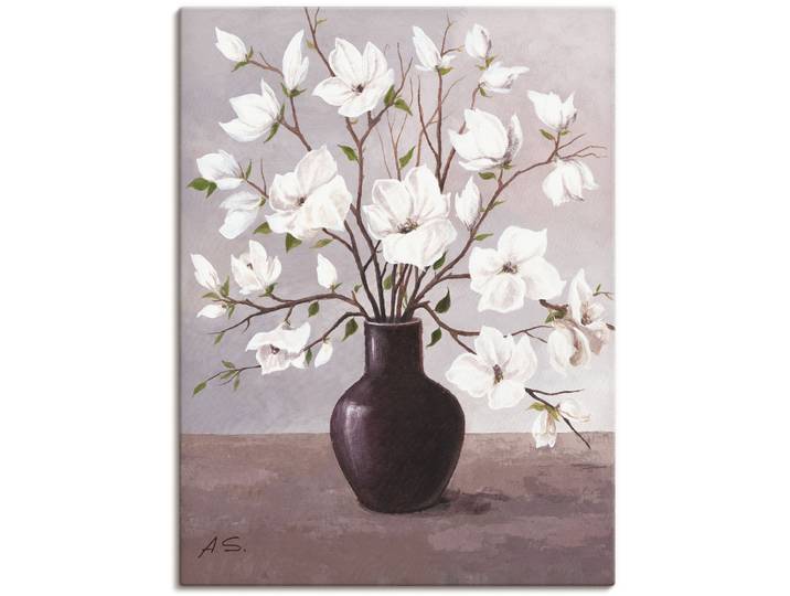 Leinwandbild ARTLAND Magnolien , grau (farbe bild(er): grau), B:60cm H:80cm, Bilder, Leinwandbild, auf Holzrahmen gespannt