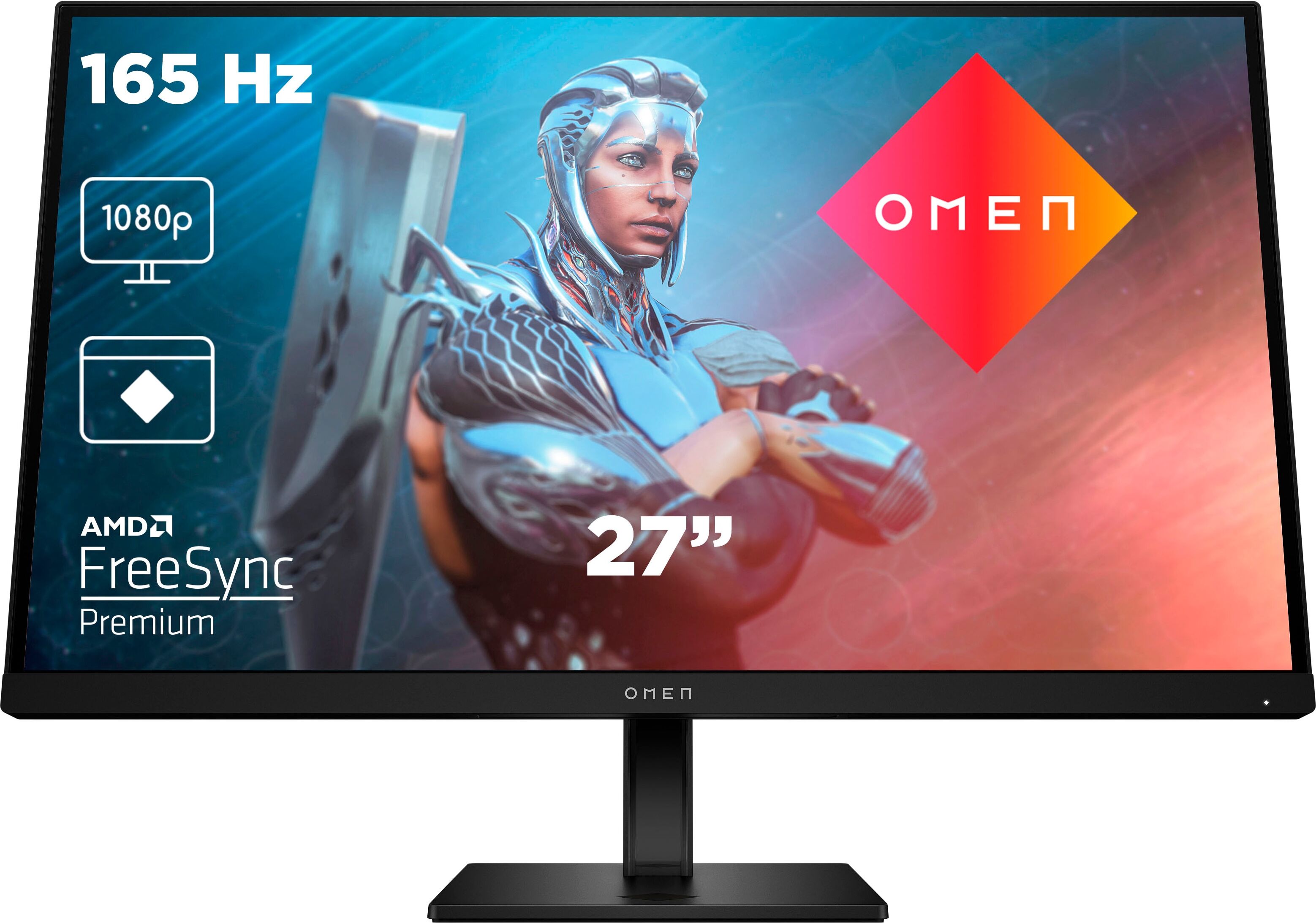 HP Gaming-Monitor "OMEN 27 G2 (HSD-0155-A)", Energieeffizienz: E (A-G), schwarz, B:61,36cm H:36,43cm T:5,22cm, Monitore