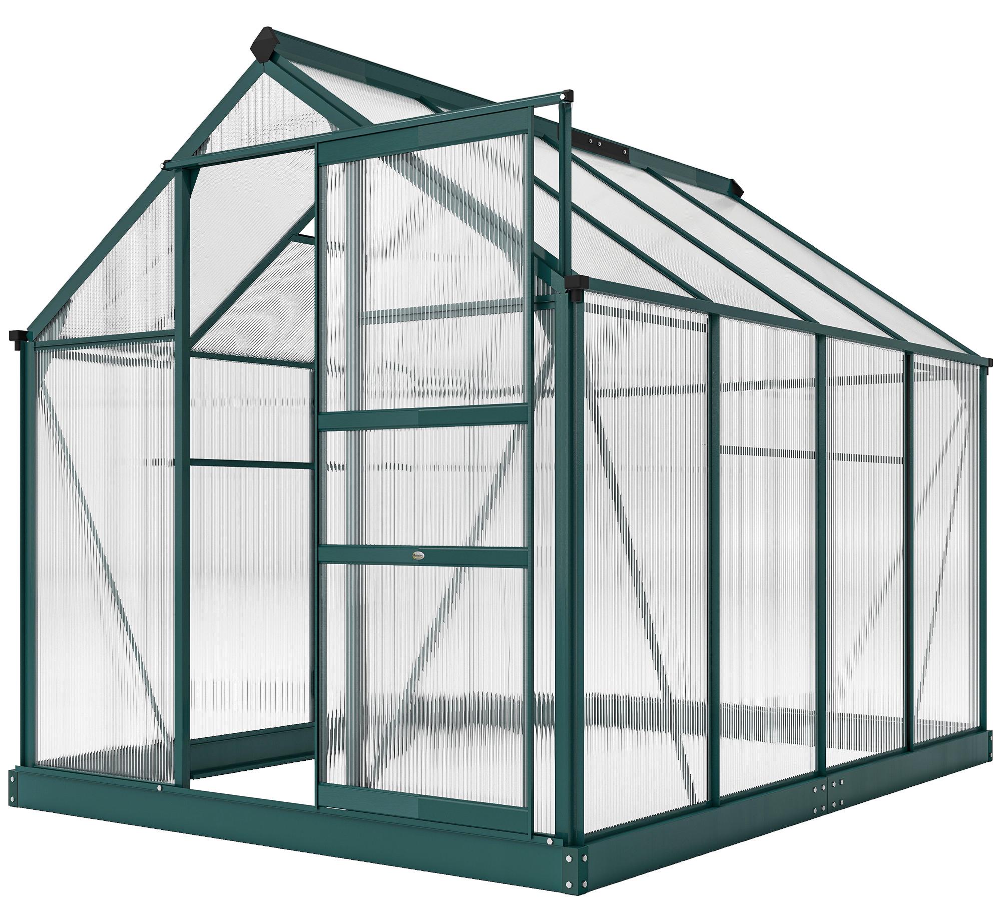 Gew?chshaus, Treibhaus, mit Dachfenster, Schiebetš¹r, transparent, Polycarbonat+Aluminium, 190 x 252 x 201cm