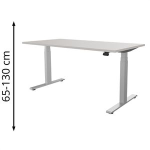 fm-Büromöbel Schreibtisch fouraction lichtgrau / silber, elektrisch höhenverstellbar, 160 x 65-130 x 80 cm