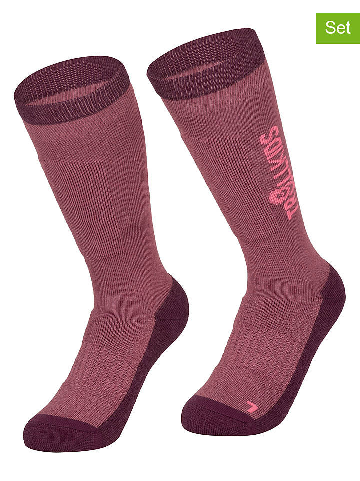 Trollkids 2er-Set: Ski-/ Snowboardsocken "Kids Ski" in Lila - 23-26