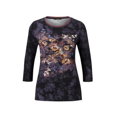 Print-Shirt GOLDNER "Kurzgröße Atmungsaktives Druckshirt", Damen, Gr. 23, blau (marine, gemustert), Obermaterial: 95% Viskose CV. 5% Elasthan EL., Sonstiges, Shirts, Ohne