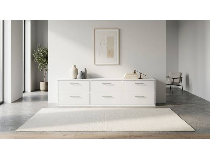 Breites Lowboard mit Schubladen MDF Beschichtet MDF Weiß matt