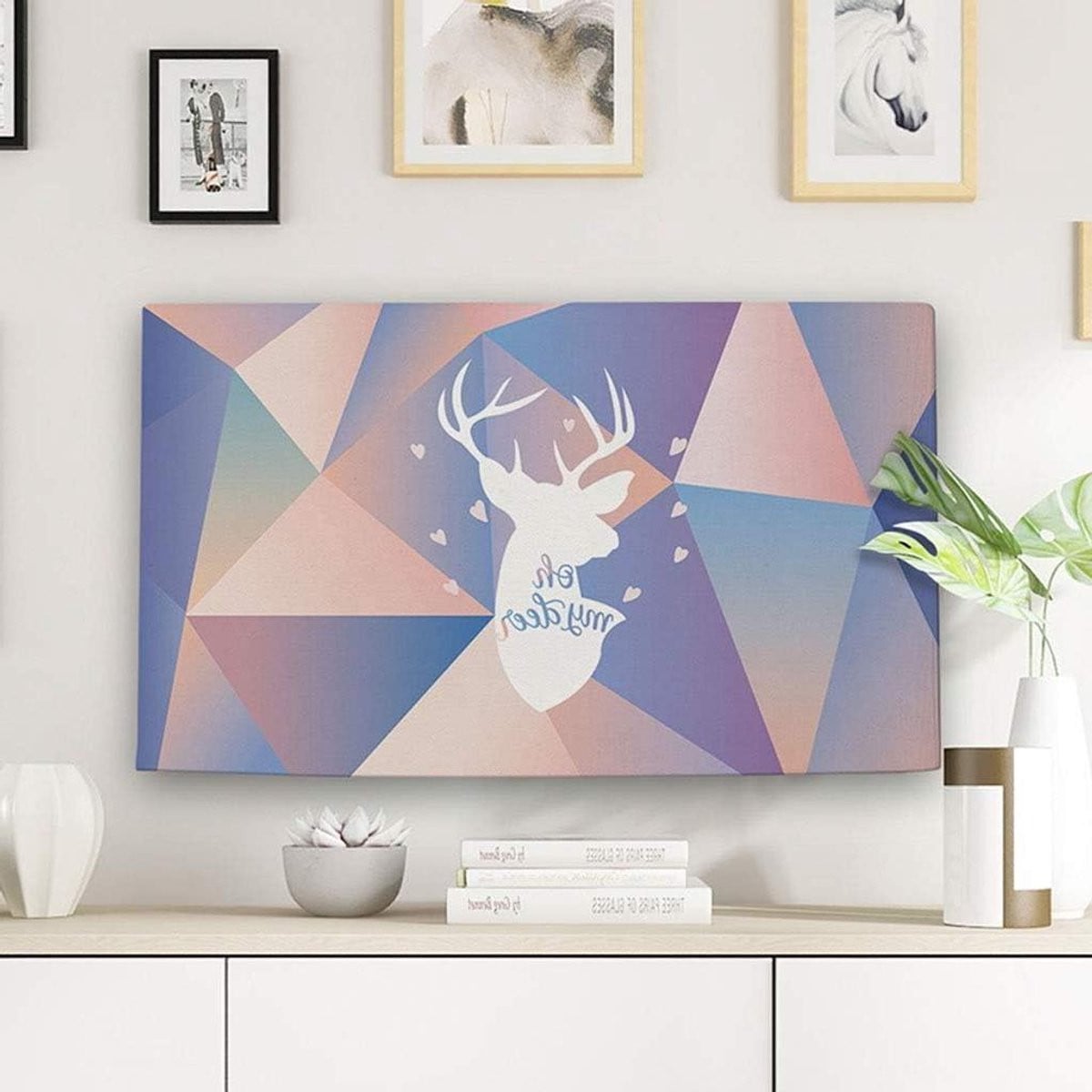 Tv-stofkap met zachte flanelen voering voor 24 inch tv, paars