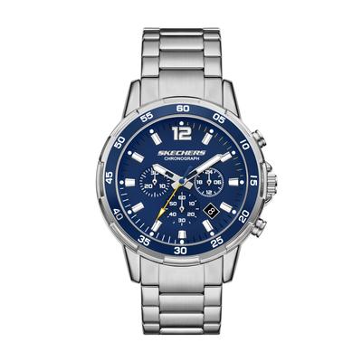 Chronograph SKECHERS "Stanwood", blau (edelstahlfarben, blau), Armbanduhren, Herren, Chronograph, Quarzuhr, Armbanduhr, Herrenuhr, Edelstahlarmband, analog, Tag